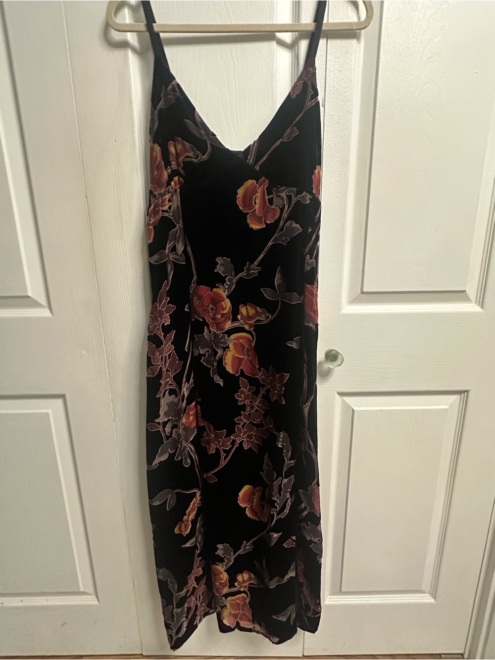 New w tags Rachel Zoe Black Maxi Slip Dress with Pink and Orange Floral Print